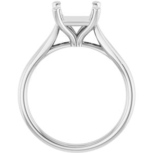 Platinum 7 mm Square Engagement Ring Mounting