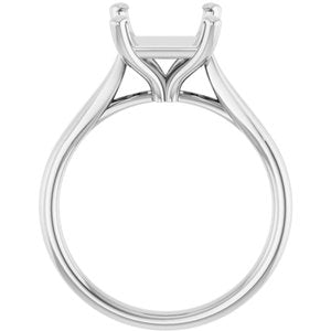 14K White Gold 7.5 mm Square Engagement Ring Mounting