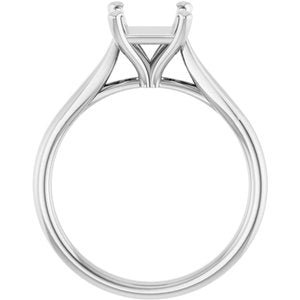 Platinum 6 mm Square Engagement Ring Mounting