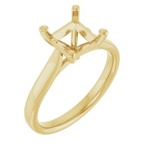 14K Yellow Gold 6.5 mm Square Engagement Ring Mounting