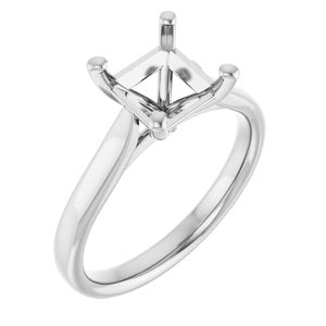 Platinum 6.5 mm Square Engagement Ring Mounting