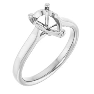 14K White Gold 9x6 mm Pear Engagement Ring Mounting