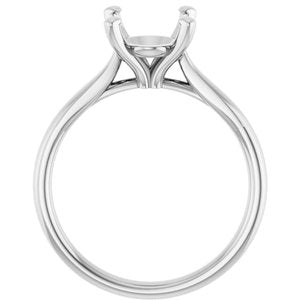 10K White Gold 10x8 mm Oval Engagement Ring Mounting