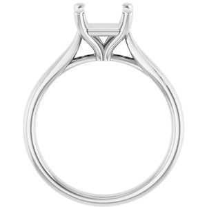 14K White Gold 7 mm Asscher Engagement Ring Mounting
