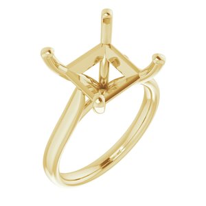 14K Yellow Gold 10 mm Square Engagement Ring Mounting