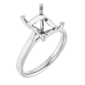 14K White Gold 10x8 mm Emerald Engagement Ring Mounting