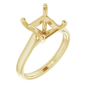 14K Yellow Gold 8 mm Square Engagement Ring Mounting