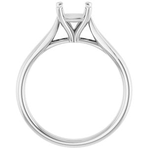 14K White Gold 6 mm Cushion Engagement Ring Mounting