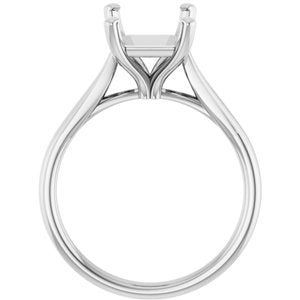 14K White Gold 10x8 mm Emerald Engagement Ring Mounting