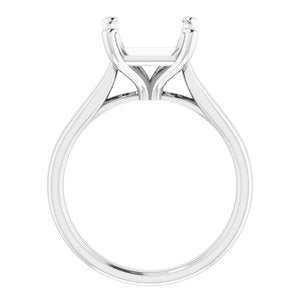 14K White Gold 8 mm Square Engagement Ring Mounting