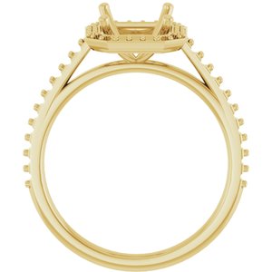18K Yellow Gold 9x7 mm Halo-Style Engagement Ring Mounting 