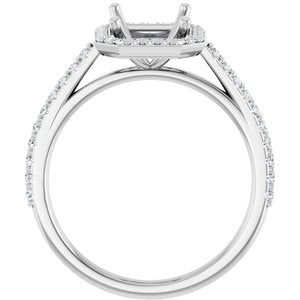 14K White Gold 9x7 mm Emerald 1/3 CTW Natural Diamond Semi-Set Engagement Ring