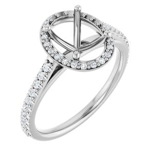 14K White Gold 9x7 mm Oval 1/4 CTW Natural Diamond Semi-Set Engagement Ring
