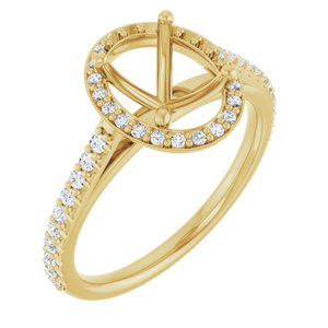 14K Yellow Gold 9x7 mm Oval 1/4 CTW Lab-Grown Diamond Semi-Set Engagement Ring