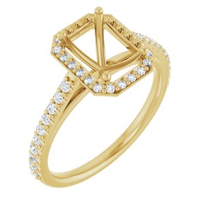 14K Yellow Gold 8x6 mm Emerald 1/3 CTW Natural Diamond Semi-Set Engagement Ring