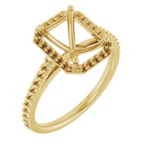 18K Yellow Gold 9x7 mm Halo-Style Engagement Ring Mounting 