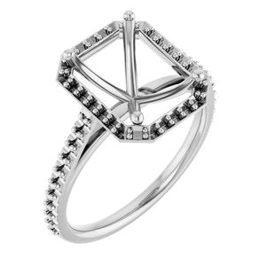 14K White Gold 10x8 mm Halo-Style Engagement Ring Mounting 