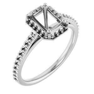 14K White Gold 7x5 mm Halo-Style Engagement Ring Mounting 
