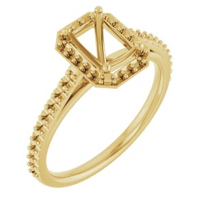14K Yellow Gold 7x5 mm Halo-Style Engagement Ring Mounting 