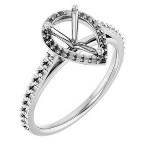 14K White Gold 9x6 mm Halo-Style Engagement Ring Mounting 