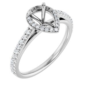 14K White Gold 7x5 mm Pear 1/4 CTW Natural Diamond Semi-Set Engagement Ring