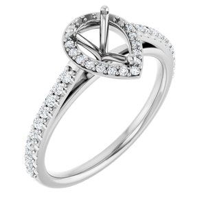 14K White Gold 7x5 mm Pear 1/4 CTW Natural Diamond Semi-Set Engagement Ring