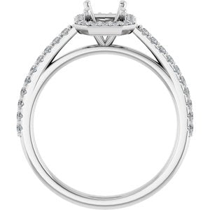 14K White Gold 7x5 mm Emerald 1/4 CTW Lab-Grown Diamond Semi-Set Engagement Ring