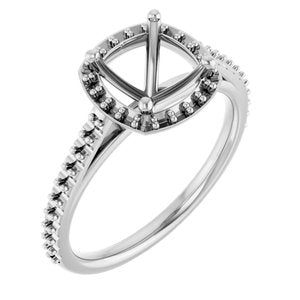 14K White Gold 7x7 mm Halo-Style Engagement Ring Mounting 