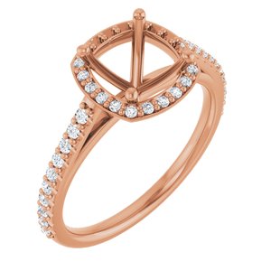 14K Rose Gold 7x7 mm Cushion 1/4 CTW Natural Diamond Semi-Set Engagement Ring