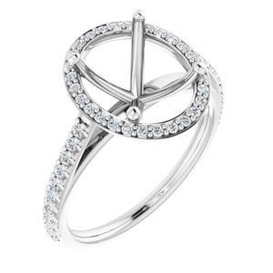 14K White Gold 11x9 mm Oval 1/3 CTW Lab-Grown Diamond Semi-Set Engagement Ring