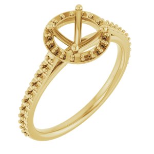 14K Yellow Gold 6.5 mm Halo-Style Engagement Ring Mounting 