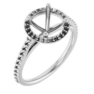 14K White Gold 8.2 mm Halo-Style Engagement Ring Mounting 