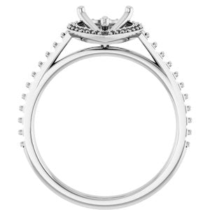 14K White Gold 10x7 mm Halo-Style Engagement Ring Mounting 