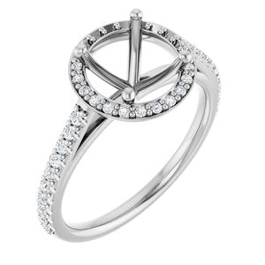 14K White Gold 8 mm Halo-Style Engagement Ring Mounting 