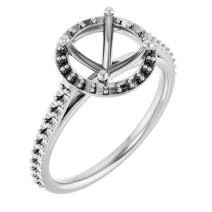 14K White Gold 8 mm Halo-Style Engagement Ring Mounting 