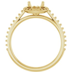 14K Yellow Gold 6.5 mm Halo-Style Engagement Ring Mounting 