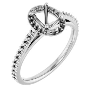 14K White Gold 7x5 mm Halo-Style Engagement Ring Mounting 