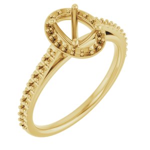10K Yellow Gold 7x5 mm Halo-Style Engagement Ring Mounting 
