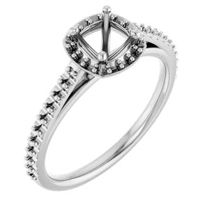 14K White Gold 5x5 mm Halo-Style Engagement Ring Mounting 