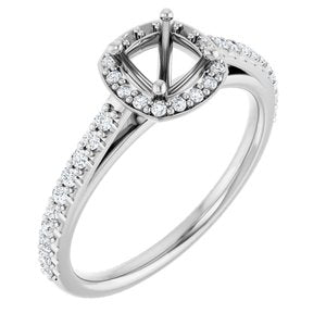 14K White Gold 5x5 mm Cushion 1/4 CTW Natural Diamond Semi-Set Engagement Ring