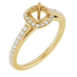 14K Yellow Gold 5x5 mm Cushion 1/2 CTW Natural Diamond Semi-Set Engagement Ring
