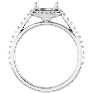 14K White Gold 7x7 mm Halo-Style Engagement Ring Mounting 
