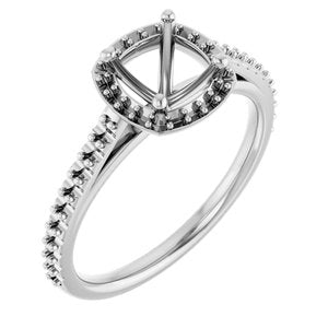 10K White Gold 6x6 mm Halo-Style Engagement Ring Mounting 