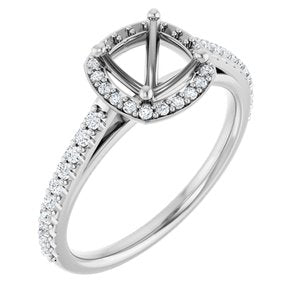 14K White Gold 6x6 mm Cushion 1/4 CTW Natural Diamond Semi-Set Engagement Ring