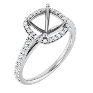 14K White Gold 8x8 mm Cushion 1/3 CTW Natural Diamond Semi-Set Engagement Ring