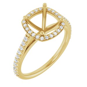 14K Yellow Gold 8x8 mm Cushion 1/4 CTW Lab-Grown Diamond Semi-Set Engagement Ring