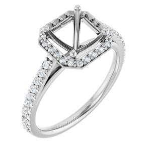14K White Gold 7x7 mm Asscher 1/4 CTW Lab-Grown Diamond Semi-Set Engagement Ring