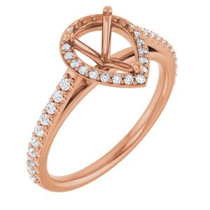 14K Rose Gold 8x6 mm Pear 1/3 CTW Natural Diamond Semi-Set Engagement Ring