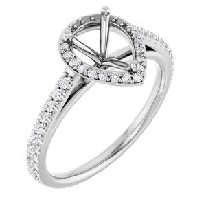 14K White Gold 8x6 mm Pear 1/3 CTW Natural Diamond Semi-Set Engagement Ring