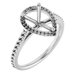 14K White Gold 10x7 mm Halo-Style Engagement Ring Mounting 